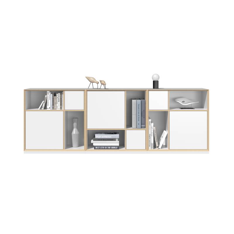 Müller Möbelwerkstätten - Vertiko Ply Kombination 6 Sideboard - weiß/18mm CPL-Beschichtung/BxHxT 222x76,8x35cm/push-to-open Türen von Müller Möbelwerkstätten