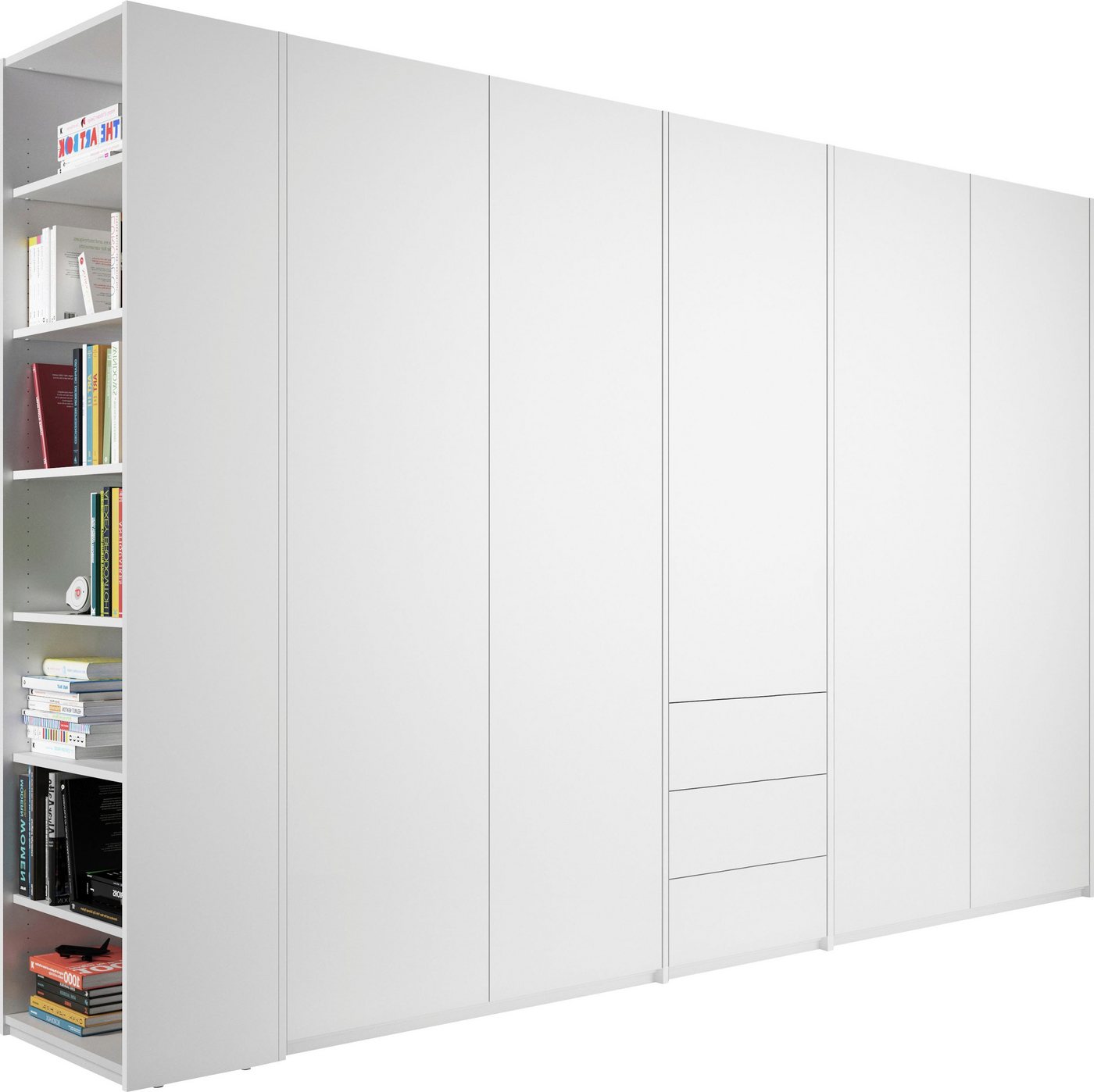 Müller SMALL LIVING Drehtürenschrank Modular Plus Variante 9 drei Schubladen im Mittelelement, Anbauregal rechts oder links von Müller SMALL LIVING