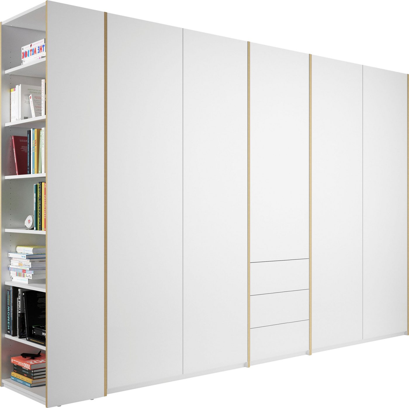 Müller SMALL LIVING Drehtürenschrank Modular Plus Variante 9 drei Schubladen im Mittelelement, Anbauregal rechts oder links von Müller SMALL LIVING