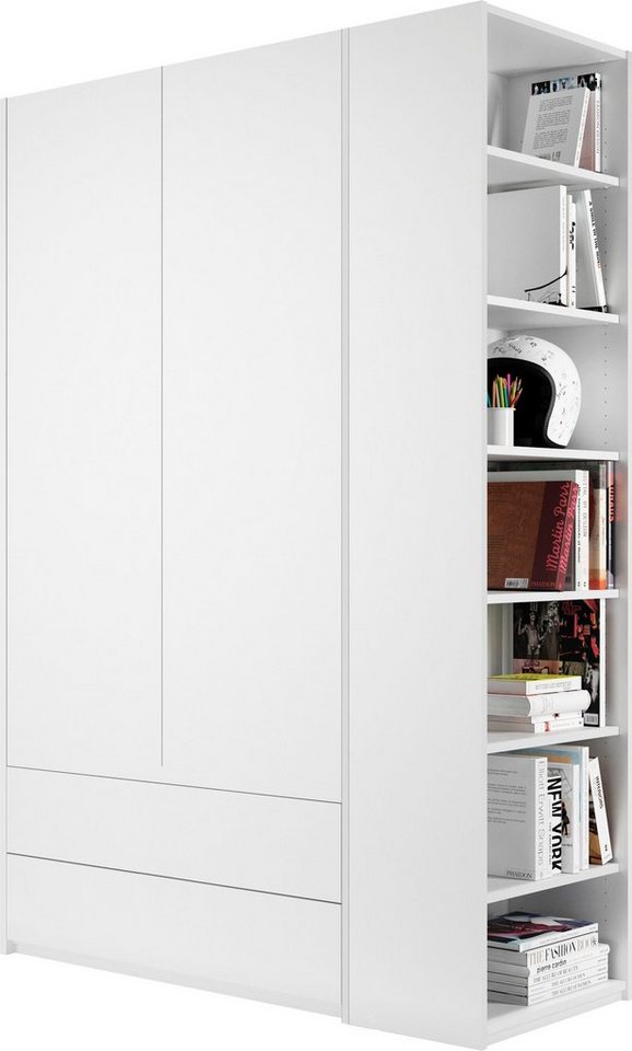 Müller SMALL LIVING Kleiderschrank Modular Plus Variante 1 2 geräumige Schubladen, Anbauregal links oder rechts montierbar von Müller SMALL LIVING