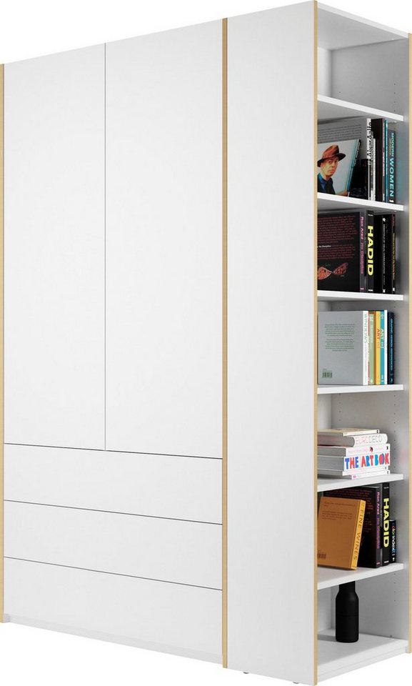 Müller SMALL LIVING Kleiderschrank Modular Plus Variante 1 3 geräumige Schubladen, Anbauregal links oder rechts montierbar von Müller SMALL LIVING