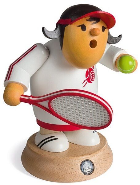 Müller Seiffen Müllerchen Tennisspielerin - die Räuchermännchen mit der Knollennase von Müller Seiffen