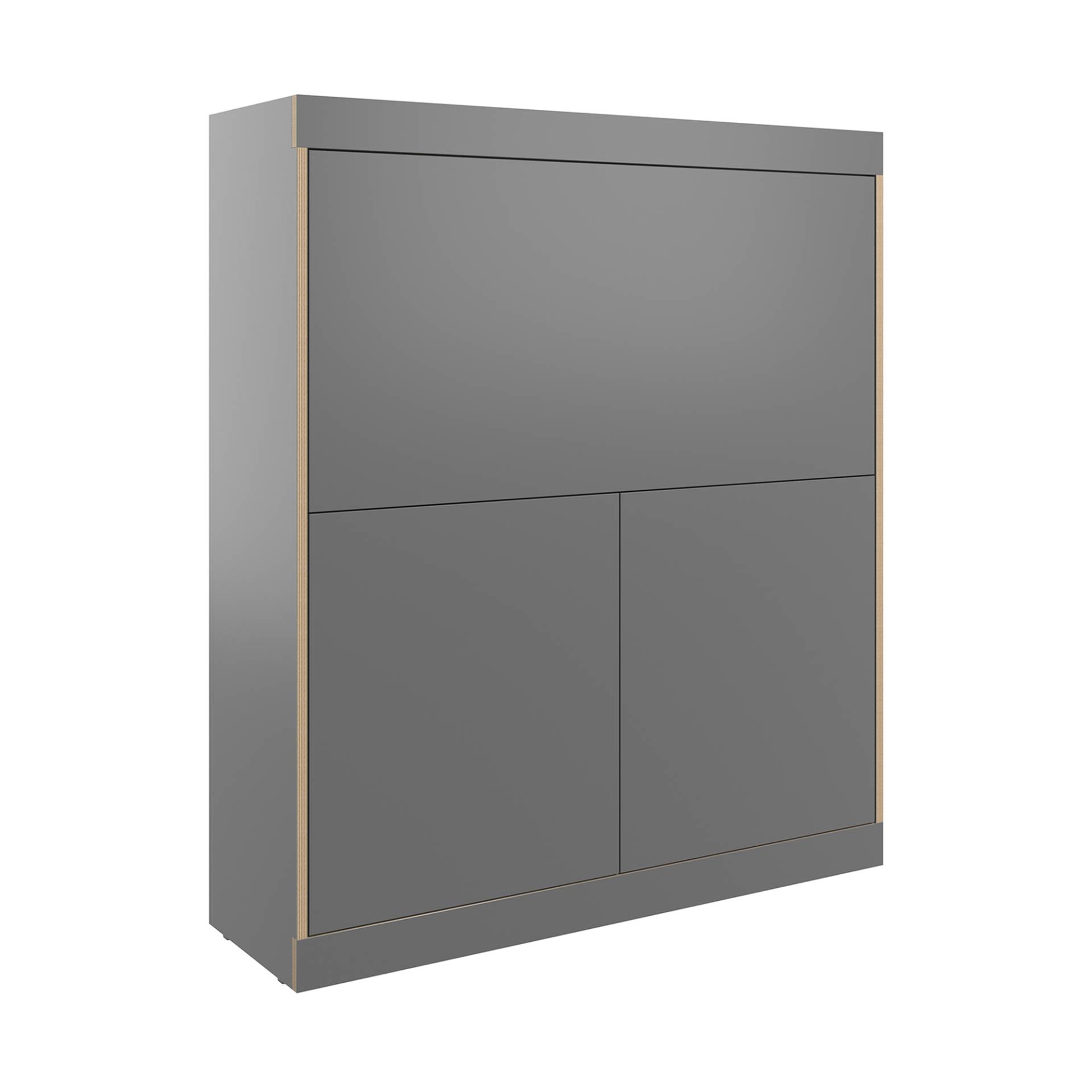 Müller Möbelwerkstätten - Flai Home-Office Sekretär Pinnwand 118x36x136,3cm - anthrazit/BxHxT 118x136,3x36cm/Rückwand Pinnwand/eingebaute LED Beleucht von Müller Möbelwerkstätten