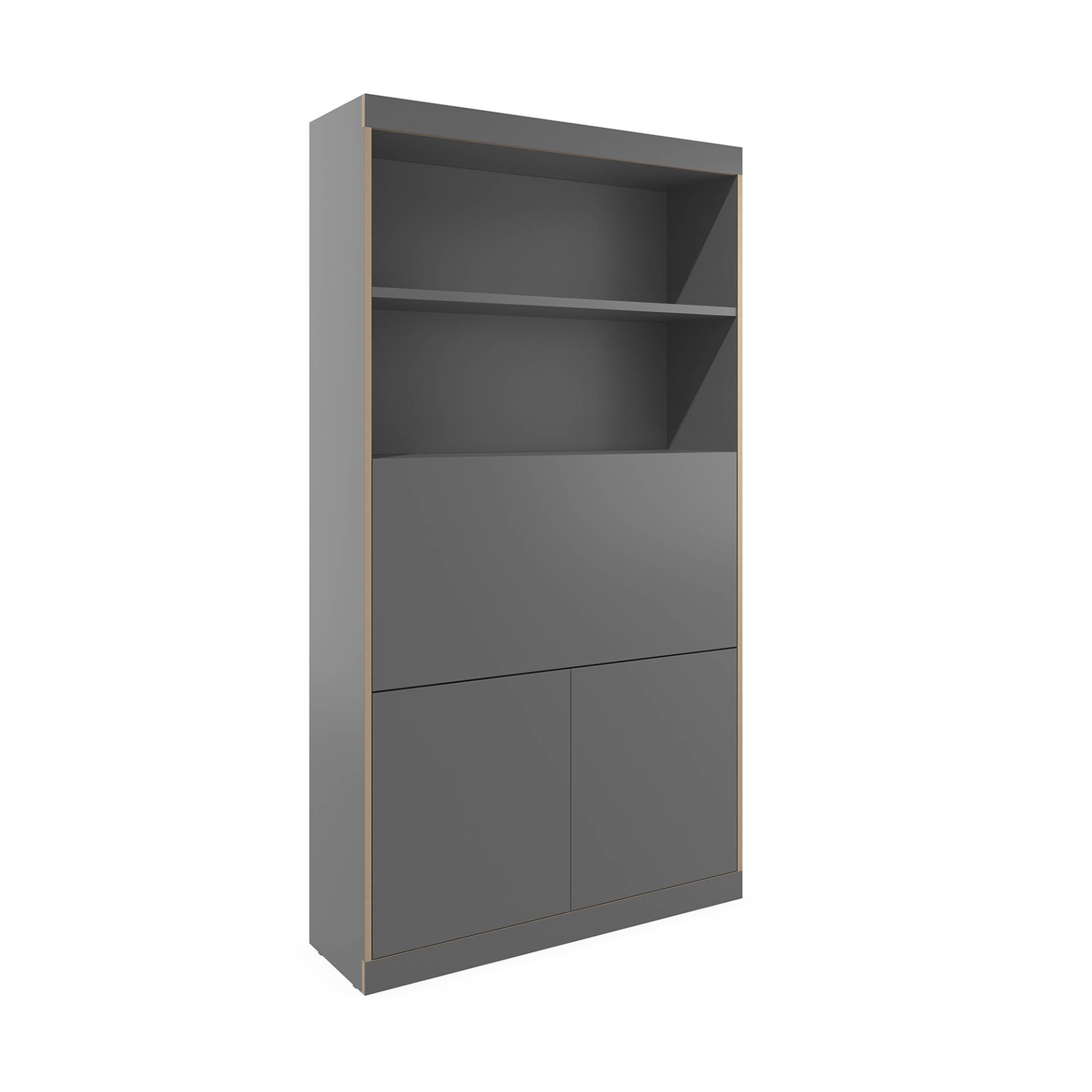 Müller Möbelwerkstätten - Flai Home-Office Sekretär Pinnwand 118x36x216,8cm - anthrazit/BxHxT 118x216,8x36cm/Rückwand Pinnwand/eingebaute LED Beleucht von Müller Möbelwerkstätten