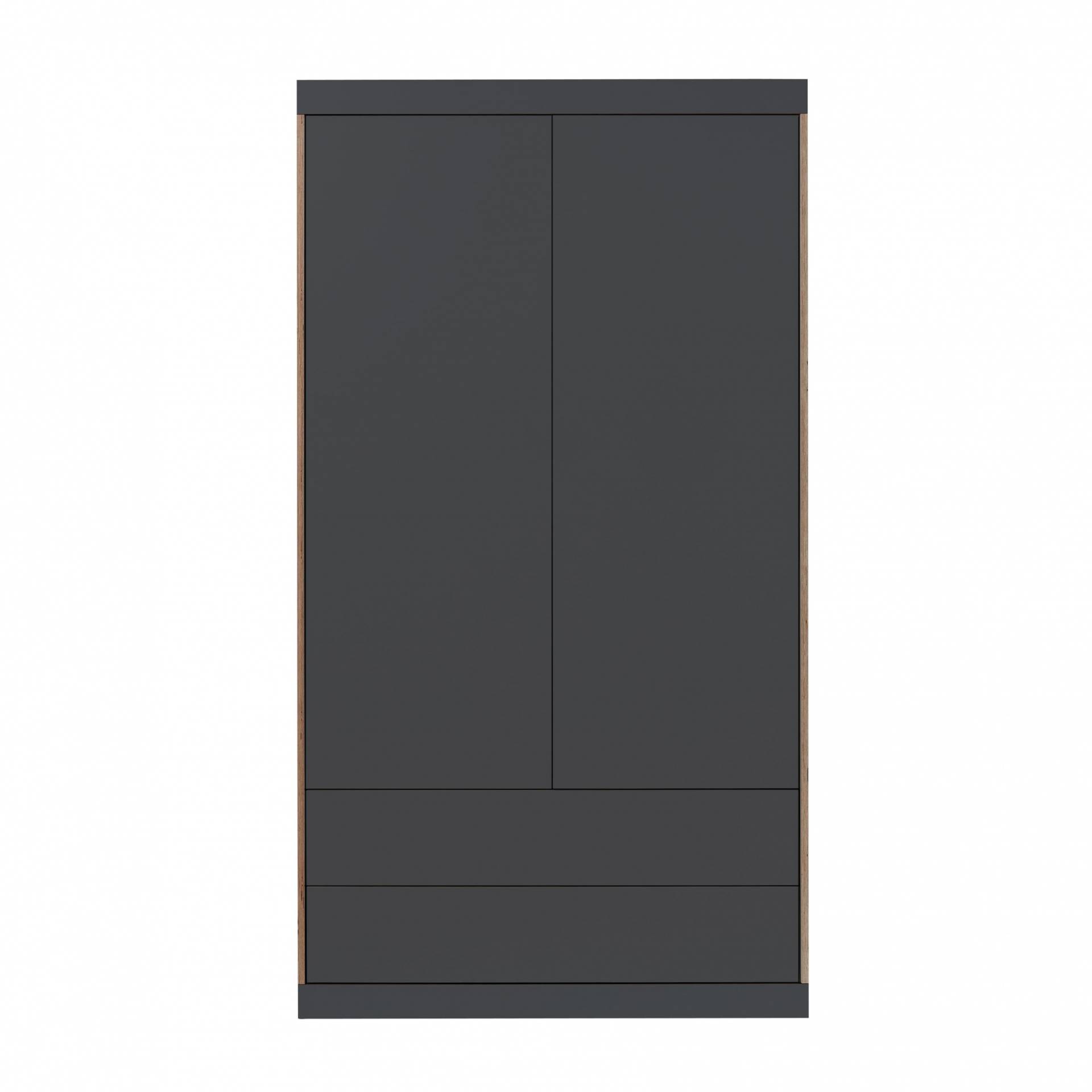 Müller Möbelwerkstätten - Flai Kleiderschrank zweitürig mit Schubkästen - anthrazit/19mm CPL-Beschichtung/BxHxT 118x216,8x61cm/1 Regalboden/1... von Müller Möbelwerkstätten