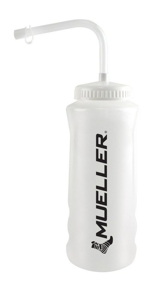 Mueller Sports Medicine Trinkflasche Natur, mit Trinkhalm und Mueller Logo von Mueller Sports Medicine