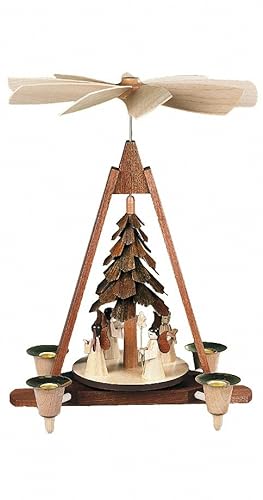 Müller Weihnachtspyramide Engel, 4 Figuren, 30 cm hoch, Natur, original Erzgebirge Seiffen MU 10312 von Müller