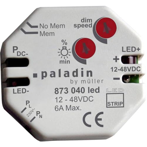 paladin 873040led 12-48 VDC, LED-Dimmer speziell konzipiert zur Steuerung von LED-Streifen / LED-Stripes, für die Unterputz-Montage von Müller