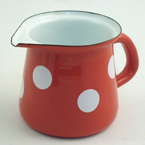 Münder Emaille - Milchkännchen, Sahnegießer, Gießer - Farbe: Rot mit weißen Tupfen - 400 ml von Münder
