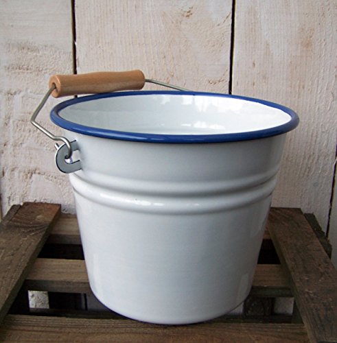 Münder Email - Kindereimer - weiß mit blauem Rand - Höhe 14,5 cm - 2 Liter von Münder Email