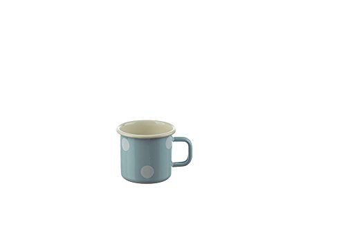 Münder Emaille - Becher, Tasse, Henkelbecher, Kaffeetasse - Farbe: Hellblau mit weißen Tupfen - Emaille von Münder Email