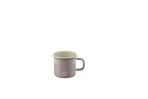 Münder Emaille - Becher, Tasse, Henkelbecher, Kaffeetasse - Farbe: Rosa mit Tupfen - Emaille von Münder Email