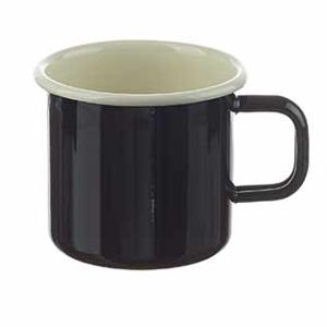 Münder Emaille - Kaffeebecher, Henkelbecher, Becher - 250 cm - Ø: 8 cm - Schwarz Creme von Münder-Email
