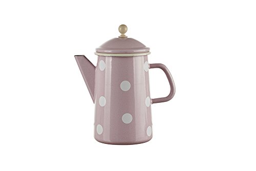 Münder Emaille - Kaffeekanne, Teekanne - Kanne - Emaile - 1,6 Liter - Farbe: Rosa mit weißen Punkten von Münder Email