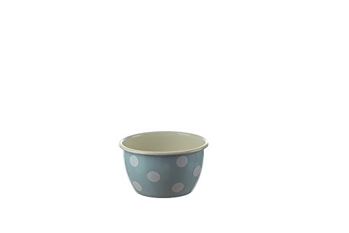 Münder Emaille - Salatschüssel, Schüssel, Schälchen - Ø: 14 cm - Farbe: Hellblau mit weißen Tupfen von Münder Email
