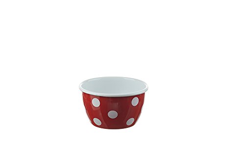 Münder Emaille - Salatschüssel, Schüssel, Schälchen - Ø: 14 cm - Farbe: Rot mit weißen Tupfen von Münder Email