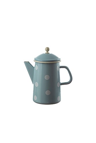 "Münder Emaille - Kaffeekanne, Teekanne - 1,6 Liter - Hellblau mit weißen Punkten - nostalgisch" von Münder