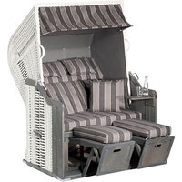 Sunny Smart® Strandkorb Rustikal 255 Plus anthrazit, gestreift, weiß Kunststoff, Holz, 9-teilig von Sunny Smart®