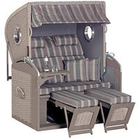 Sunny Smart® Strandkorb Rustikal 305 Z Bullauge Comfort XL grau Kunststoff, Holz, 9-teilig von Sunny Smart®