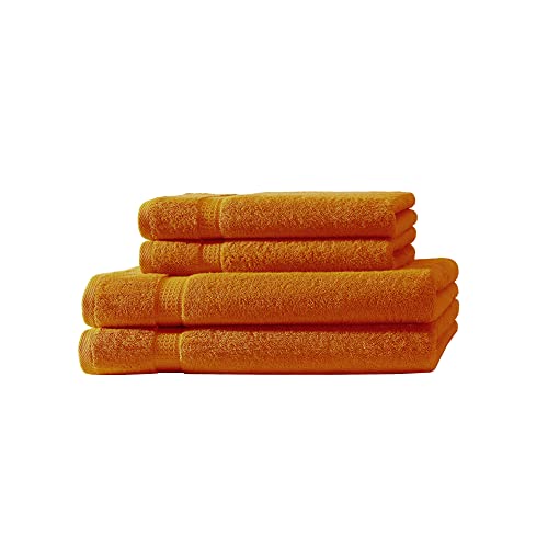 Müskaan® 4er Handtuch Set Terra-Orange, 100% Baumwolle, 500g/m² – 2X Duschtuch 70x140cm & 2X Handtuch 50x100cm – Öko-Tex, Frottee Handtücher Set Baumwolle, Handtuchset Orange, 60°C waschbar von Müskaan