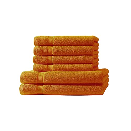 Müskaan® 6er Handtuch Set Terra-Orange, 100% Baumwolle, 500g/m² – 2X Duschtuch 70x140cm & 4X Handtuch 50x100cm – Öko-Tex, Frottee Handtücher Set Baumwolle, Handtuchset Orange, 60°C waschbar von Müskaan