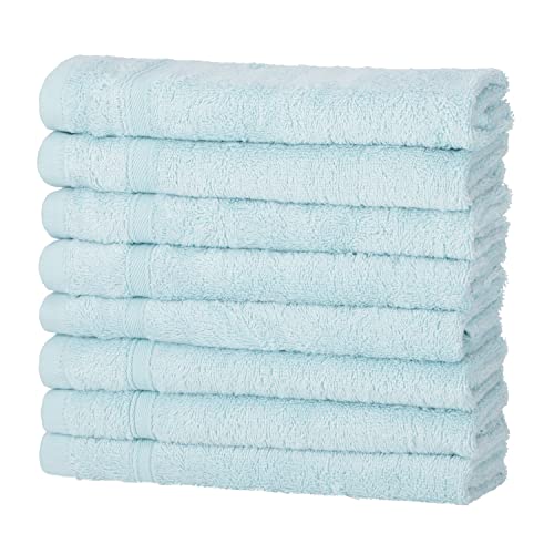 Müskaan® 8er Bambus Handtuch Set Aqua, 50% Baumwolle & 50% Bambus, 50x30cm, 450g/m² – Öko-Tex, Frottee Gästehandtuch Set Baumwolle, Gästetuchset Blau für Bad, 60°C waschbar, Frotteetücher von Müskaan