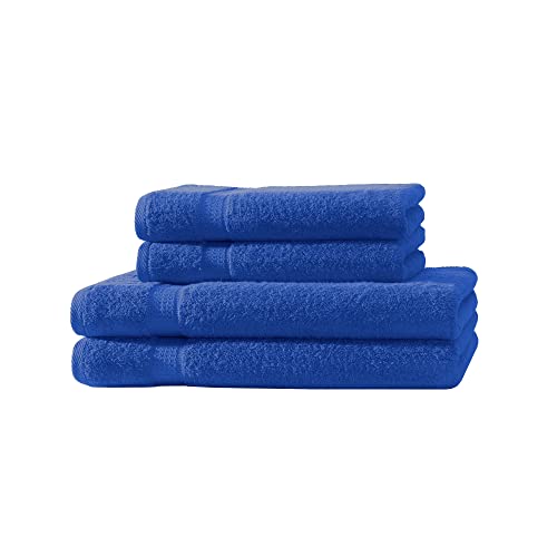 Müskaan® Handtuch Set - Frottierserie Elegance in 15 Farben und 4 Größen 500 g/m² Markenqualität (Royalblau, 2 Handtücher + 2 Duschtücher) von Müskaan