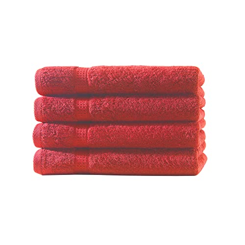 Müskaan® Handtuch Set - Frottierserie Elegance in 15 Farben und 4 Größen 500 g/m² Markenqualität (Rot, 4 Handtücher 50x100 cm) von Müskaan