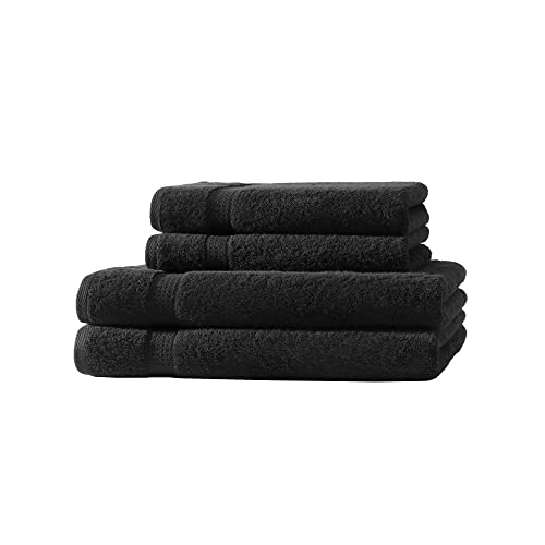 Müskaan® 4er Handtuch Set Schwarz, 100% Baumwolle, 500g/m² – 2x Duschtuch 70x140cm & 2x Handtuch 50x100cm – Öko-Tex, Frottee Handtücher Set Baumwolle, Handtuchset Schwarz, 60°C waschbar, Frotteetücher von Müskaan