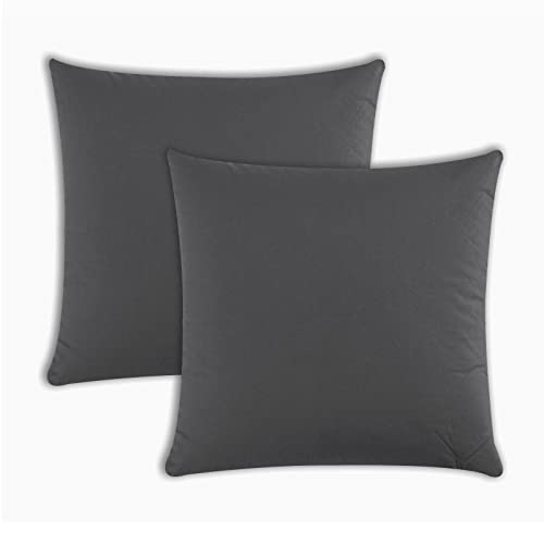 Müskaan Kissenbezug 40 x 40 cm – 2er Set Kissenbezüge – Kopfkissenbezug 40x40 aus Mikrofaser – bügelfrei, knitterfrei, mit Reißverschluss – weich & glatt – Anthrazit von Müskaan