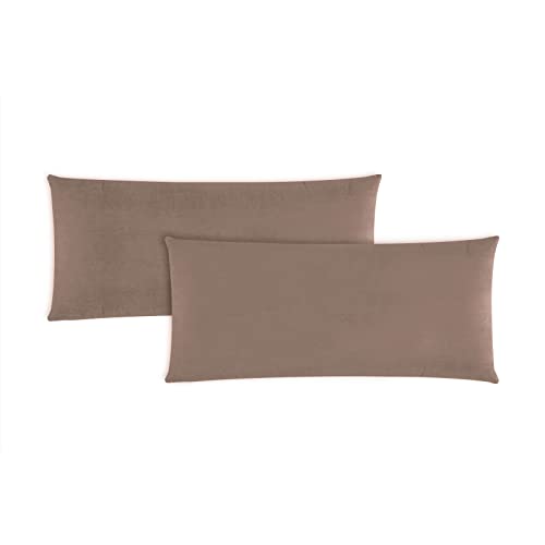 Müskaan Kissenbezug 40 x 80 cm – 2er Set Kissenbezüge – Kopfkissenbezug 40x80 aus Mikrofaser – bügelfrei, knitterfrei, mit Reißverschluss – weich & glatt – Taupe von Müskaan