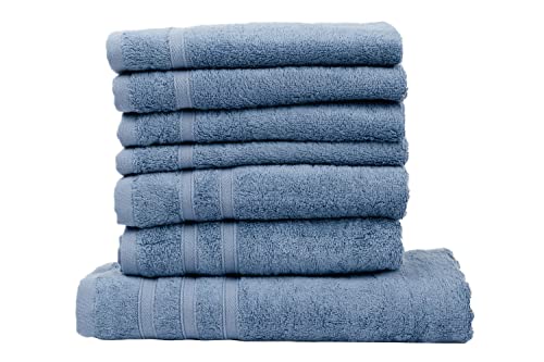 Müskaan Bambus Handtücher Set 4 Gästetücher 30x50 + 2 Handtücher 50x100 + 1 Duschtuch 70x140 - Samtweich und Saugstark - 50% Bambus 50% Baumwolle - Oeko-Tex 100 Zertifiziert - Rauchblau von Müskaan