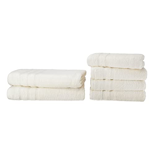 Müskaan Bambus Handtücher Set 4 Handtücher 50x100 + 2 Duschtücher 70x140 - Samtweich und Saugstark - 50% Bambus 50% Baumwolle - Oeko-Tex 100 Zertifiziert - Natur von Müskaan
