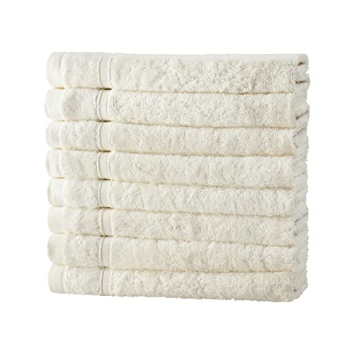Müskaan® 8er Bambus Handtuch Set Natur, 50% Baumwolle & 50% Bambus, 50x30cm, 450g/m² – Öko-Tex, Frottee Gästehandtuch Set Baumwolle, Gästetuchset Weiß für Bad, 60°C waschbar, Frotteetücher von Müskaan