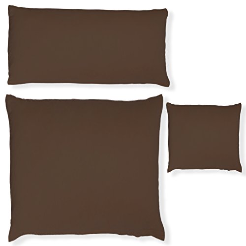 Müskaan Doppelpack Premium Serie Jersey Kissenbezüge mit gleichfarbigem Reißverschluss aus sanforisiertem 100% Baumwolle (40cm x 40cm, Schokobraun) von Müskaan