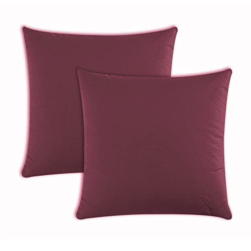 Müskaan Kissenbezug 40 x 40 cm – 2er Set Kissenbezüge – Kopfkissenbezug 40x40 aus Mikrofaser – bügelfrei, knitterfrei, mit Reißverschluss – weich & glatt – Bordeaux von Müskaan