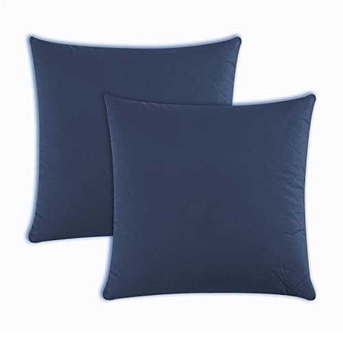 Müskaan Kissenbezug 40 x 40 cm – 2er Set Kissenbezüge – Kopfkissenbezug 40x40 aus Mikrofaser – bügelfrei, knitterfrei, mit Reißverschluss – weich & glatt – Navy von Müskaan