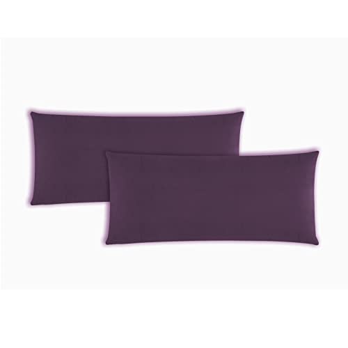 Müskaan Kissenbezug 40 x 80 cm – 2er Set Kissenbezüge – Kopfkissenbezug 40x80 aus Mikrofaser – bügelfrei, knitterfrei, mit Reißverschluss – weich & glatt – Aubergine von Müskaan