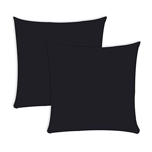 Müskaan Kissenbezug 80 x 80 cm – 2er Set Kissenbezüge – Kopfkissenbezug 80x80 aus Mikrofaser – bügelfrei, knitterfrei, mit Reißverschluss – weich & glatt – Schwarz von Müskaan