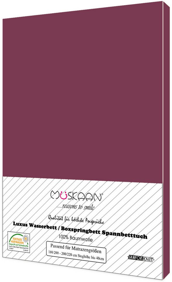 Müskaan Spannbettlaken Spannbettlaken für Wasserbett/Boxspringbett-Matratzen, jersey 100% Baumwolle, Gummizug: ja, (1 Stück), JERSEY von Müskaan