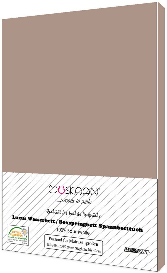 Müskaan Spannbettlaken Spannbettlaken für Wasserbett/Boxspringbett-Matratzen, jersey 100% Baumwolle, Gummizug: ja, (1 Stück), JERSEY von Müskaan