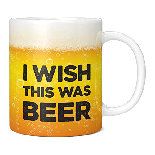 Mug Monster,"I Wish This was Beer", lustige Tasse, Geburtstags- oder Vatertagsgeschenk, Keramik-Kaffeebecher, Geschenk für Männer oder Frauen, 325 ml, weiße Tasse von Mug Monster