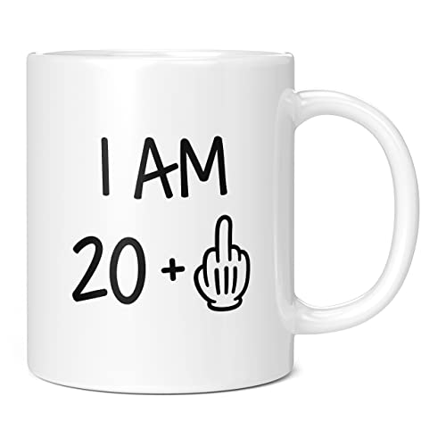 Mug Monster,Tasse zum 21. Geburtstag, I Am 20 + 1, Geschenk für 21 Jahre, lustige Tasse – Keramik-Kaffeebecher/Tasse, Geschenk für Männer oder Frauen, 325 ml, weiße Tasse von Mug Monster