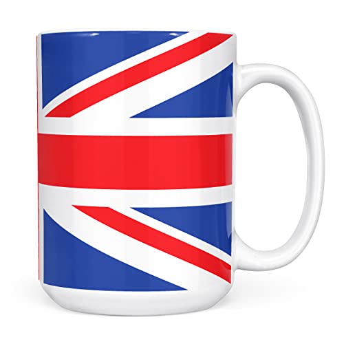 Mug Monster,Union Jack Full Wrap Flagge, britisches oder London-Souvenir, Jubiläumsgeschenk – Keramik-Kaffeebecher/Tasse, extra große und riesige Tasse erhältlich, 425 ml weiße Tasse von Mug Monster