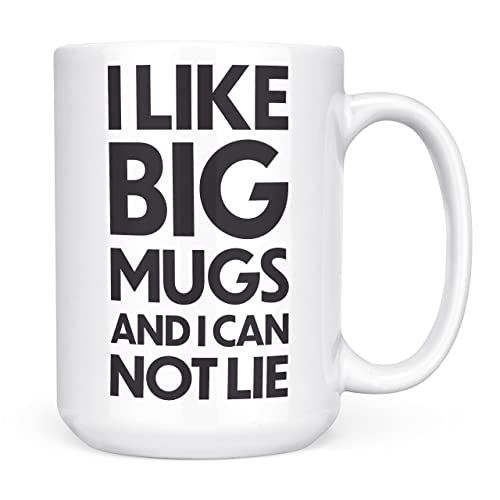 Mug Monster I Like Big Mugs and I Cannot Lie Giant Tasse, extra große Teetasse – KeramikKaffeetasse, Geschenk für Männer oder Frauen, extra große und riesige Tasse erhältlich, 425 ml weiße Tasse von Mug Monster