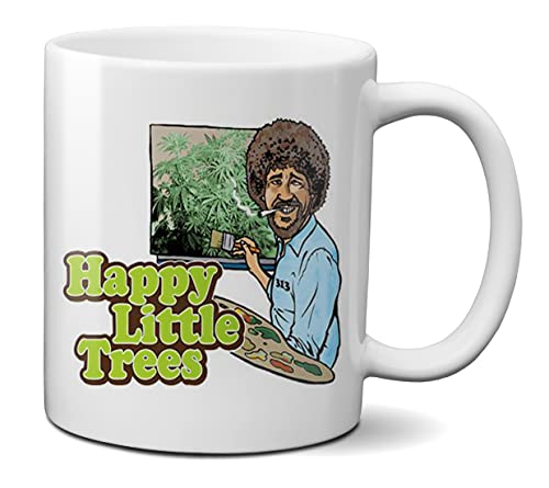 Mugtime (TM) – Bob Ross – Happy Little Trees – Kaffee-/Teetasse aus Keramik – 330 ml von Mug Time ideas, creativity & customisation