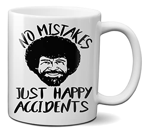 Mugtime (TM) – Bob Ross Not Mistakes Just Happy Accidents Lustige Tee-/Kaffeetasse Keramik 330 ml von Mug Time ideas, creativity & customisation