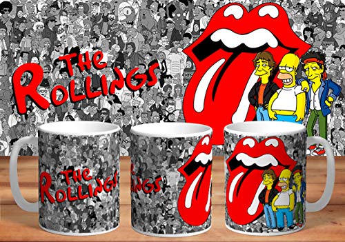Mugtime (TM) – Rolling Stones Simpsons – Special Edition – Geschenktasse – Mick Jagger Keith Richards Gitarren – Rock Music – tolles Geschenk für Fans – Keramik 330 ml von Mug Time ideas, creativity & customisation