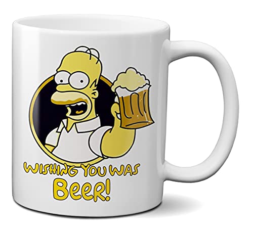 Mugtime (TM) – Simpsons Homer – Wishing You was Beer! – Lustige Tee-/Kaffeetasse aus Keramik, 330 ml von Mug Time ideas, creativity & customisation