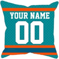 Personalisierte Miami Football Jersey Stil Kissenhülle, Einzigartiger Individueller Kissenbezug Geschenk Für Ultimative Nfl Fans, Wählen Sie Ihren von MugShotsHub